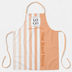 Peach Stripe Personalized Bakery Uniform Apron
