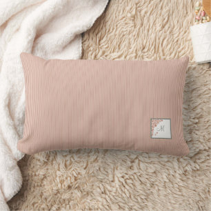 Peach Stripe Terracotta Butterfly Script Monogram Lumbar Pillow