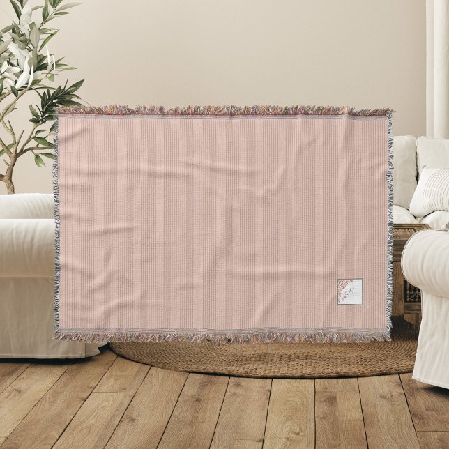 Peach Stripe Terracotta Butterfly Script Monogram Throw Blanket (Creator Uploaded)