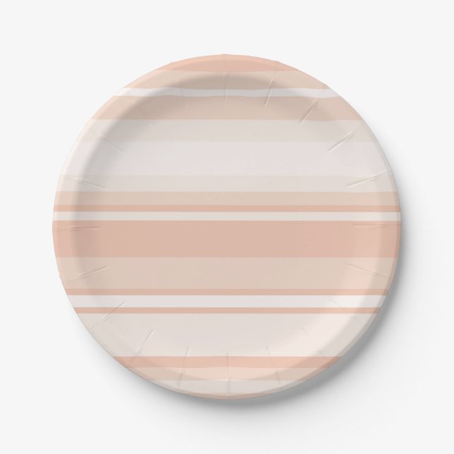 Peach stripes paper plate (Front)