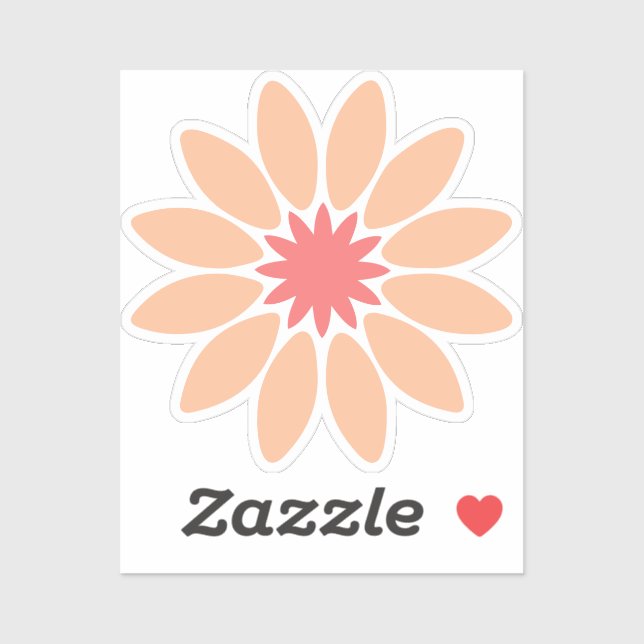 Peach Stylized Daisy Custom-Cut Vinyl Sticker (Sheet)