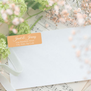 Peach Stylized Names Wedding Return Address