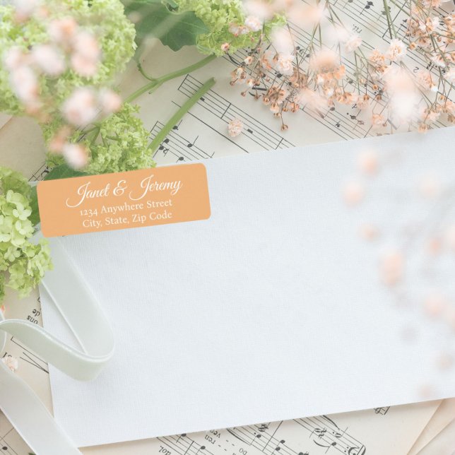 Peach Stylized Names Wedding Return Address (In Situ Wedding)