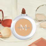 Peach Stylized Wedding Bridesmaid Monogram Compact Mirror<br><div class="desc">A personalized compact mirror for your wedding bridesmaid or maid of honour that has her initial and name stylized on a trendy,  peach colour background. Edit to replace initial and name. Select your compact mirror style.</div>