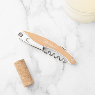 Peach Stylized Wedding Bridesmaid Name Corkscrew