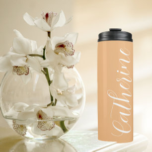 Peach Stylized Wedding Bridesmaid Name Thermal Tumbler