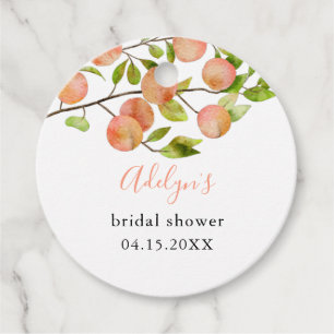 Peach Summer Bridal Shower Favour Tags