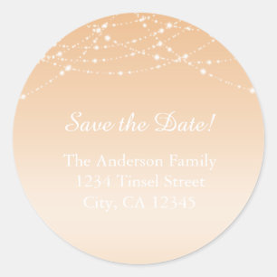 Peach Summer Glitter Wedding Address Labels