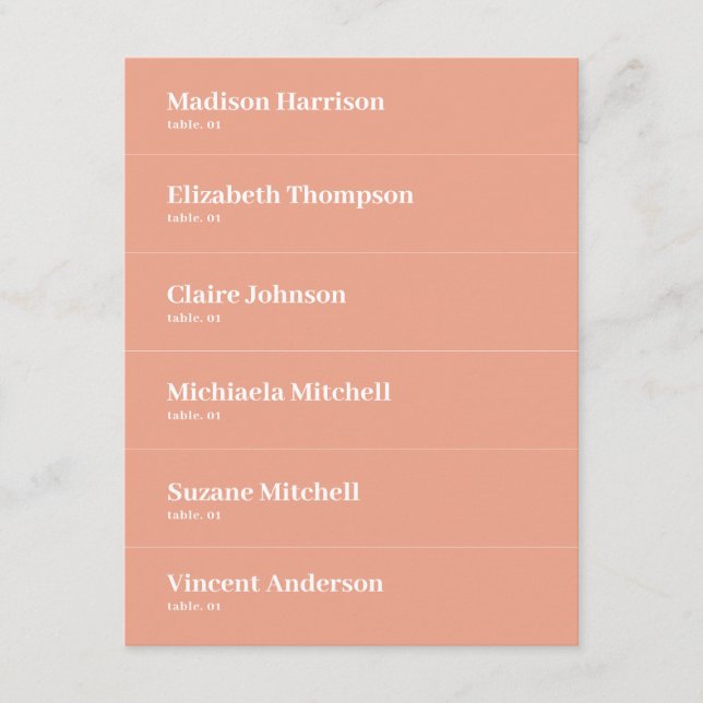 Peach Summer Wedding Place Card DIY (Front)