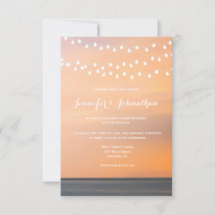 Peach sunset beach invitations à mariage