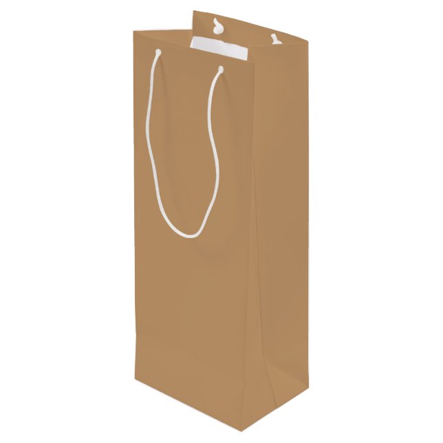 Peach Tan Colour Block | Soft Wedding Design Wine Gift Bag (Back Angled)