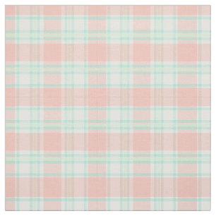 Peach Teal Green Plaid Fabric