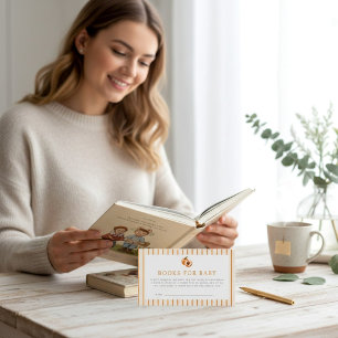 Peach Teddy Bear Baby Books Request Card