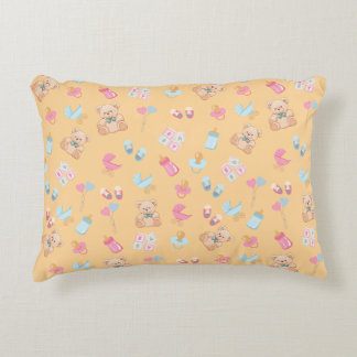 Peach teddy nursey pillow