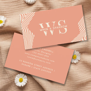 Peach Terracotta Abstract Classy Monogram Modern Business Card