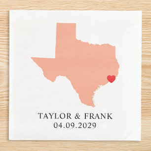 Peach Texas Wedding Napkin