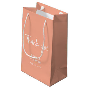 Peach Thank You Wedding Small Gift Bag