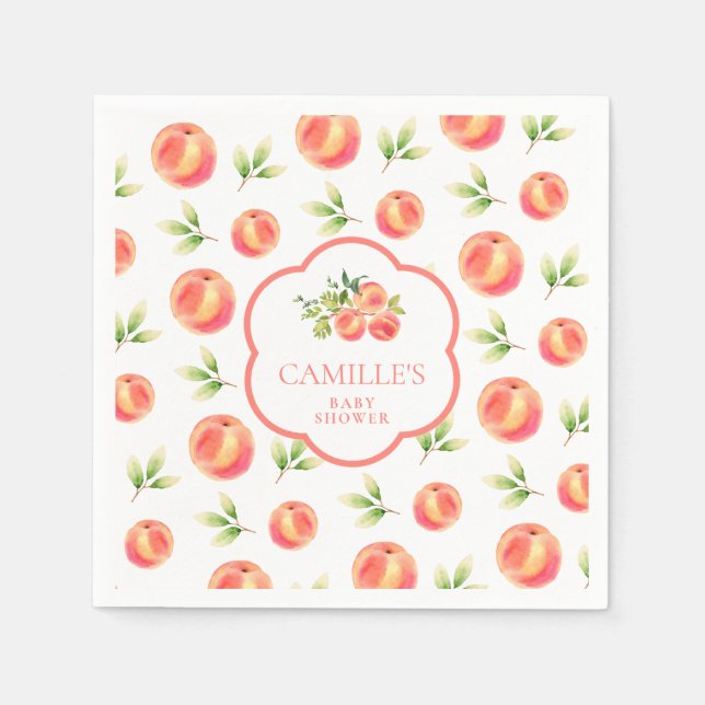 Peach Theme Baby Shower Personalized  Napkin (Front)