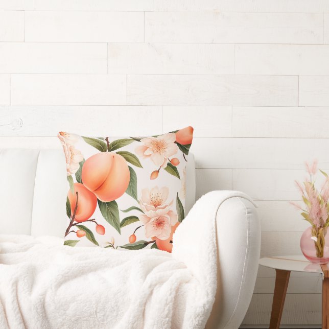 Peach themed throw pillow (Couch)