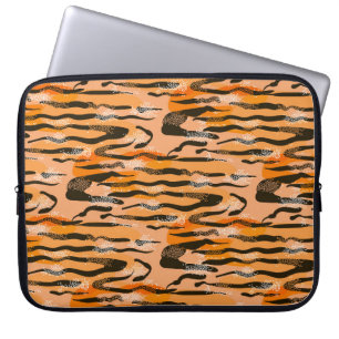 Peach Tiger Stripe Pattern Laptop Sleeve
