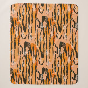 Peach Tiger Stripe Pattern Sherpa Blanket
