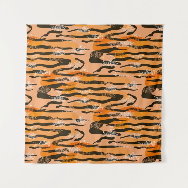 Peach Tiger Stripe Pattern Tapestry (Front)