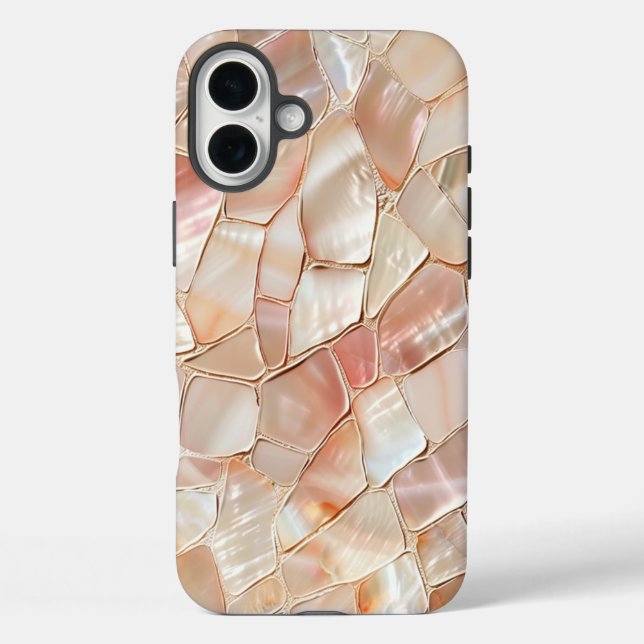 Peach-Toned Mother of Pearl Mosaic Case-Mate iPhone Case (Back)
