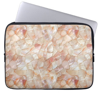 Peach-Toned Mother of Pearl Mosaic Foldable Laptop Sleeve