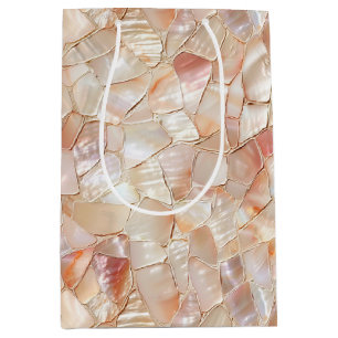 Peach-Toned Mother of Pearl Mosaic Medium Gift Bag
