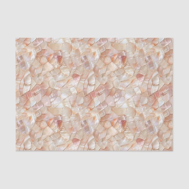 Peach-Toned Mother of Pearl Mosaic Tissue Paper (Front)