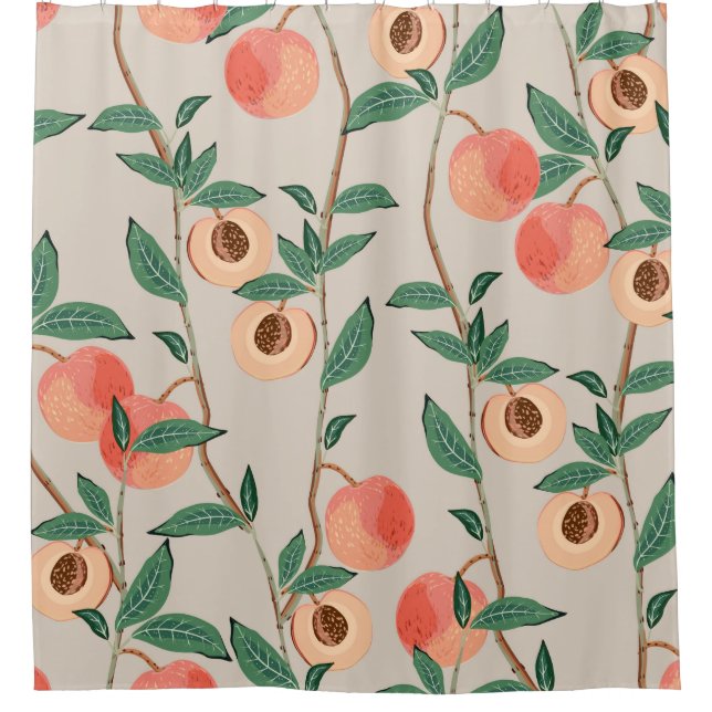 Peach tree branches with leaves and fruits on a li (Front)
