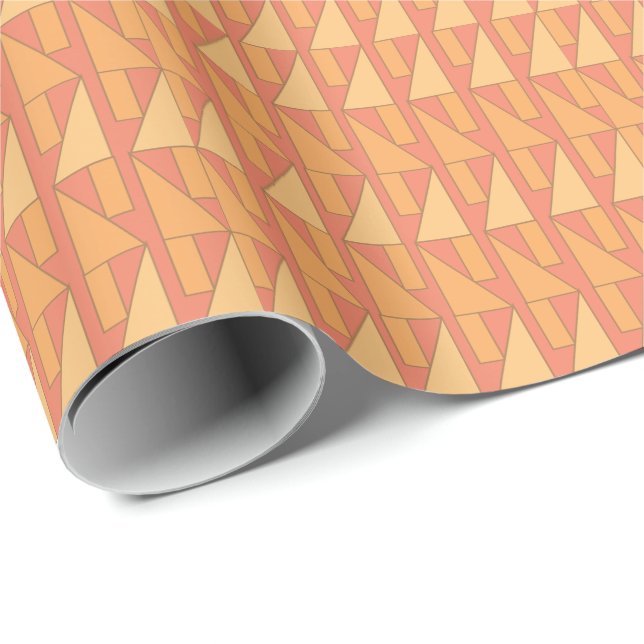 Peach Triangle Geometric Wrapping Paper (Roll Corner)