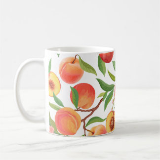 Peach Tropical Fruit Vintage Pattern. Coffee Mug