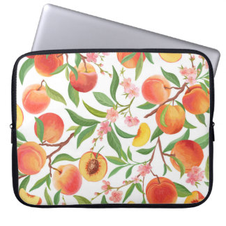 Peach Tropical Fruit Vintage Pattern. Laptop Sleeve