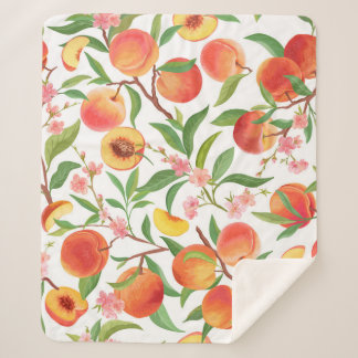 Peach Tropical Fruit Vintage Pattern. Sherpa Blanket