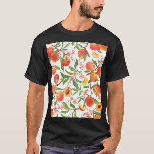 Peach Tropical Fruit Vintage Pattern. T-Shirt