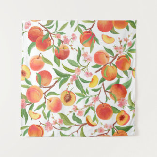 Peach Tropical Fruit Vintage Pattern. Tapestry