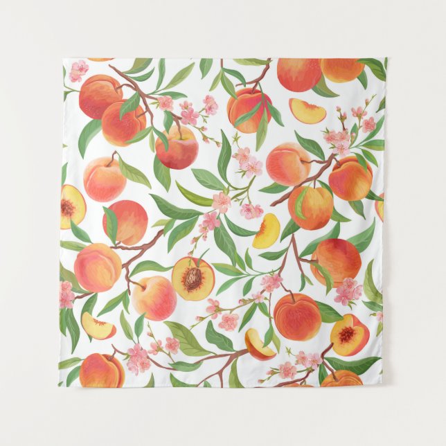 Peach Tropical Fruit Vintage Pattern. Tapestry (Front)