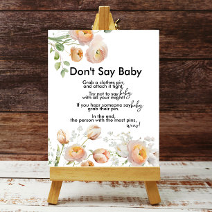 Peach Tulip Blooms Shhhh Don't Say Baby Game Poster
