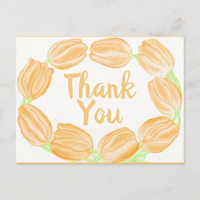 Peach Tulips Border ~Thank You Card (Front)