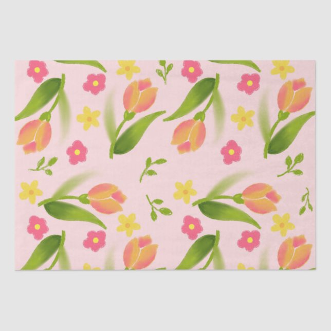 Peach Tulips Tissue Paper (Front)