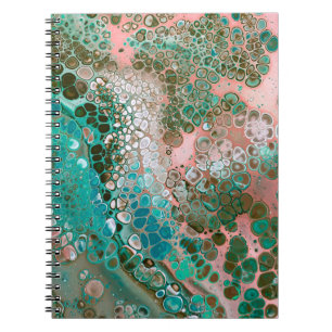 Peach & Turquoise Acrylic Pour Abstract Notebook
