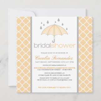 Peach Umbrella Bridal Shower Invitations