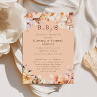 Peach Vintage Floral Fall Baby-Q BBQ Baby Shower