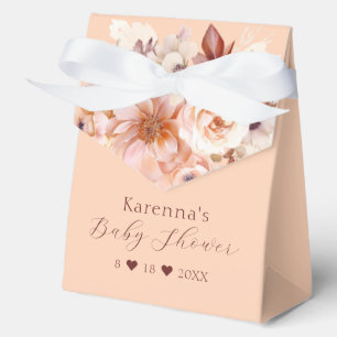 Peach Vintage Floral Fall Baby Shower Favor Box