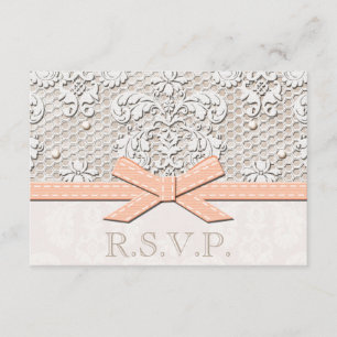 Peach Vintage Lace RSVP Mariage