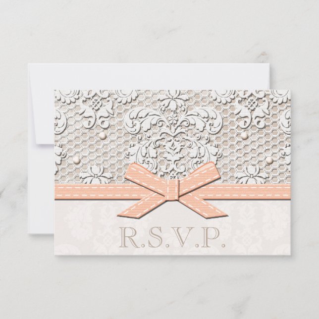 Peach Vintage Lace RSVP Mariage (Devant)