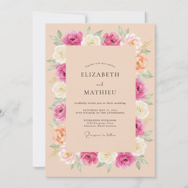 Peach Vivid Summer Wedding Invitation (Front)