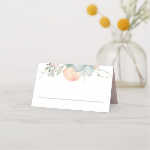 Peach Watercolor Blossoms Wedding Place Card