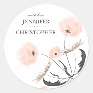 Peach Watercolor Dandelion Wedding Gift Tag
